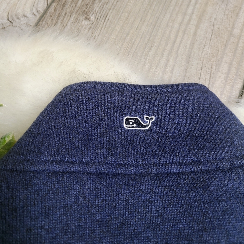 Men's Vineyard Vines Navy Blue Sweater Fleece Vest - Picture 11 of 13